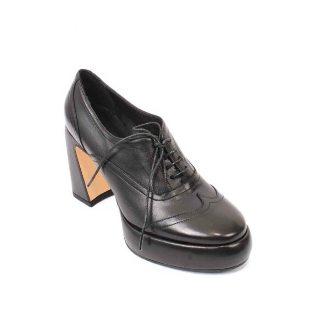 Gianni Ferrante 533 Black Leather Comfort Platform Shoes